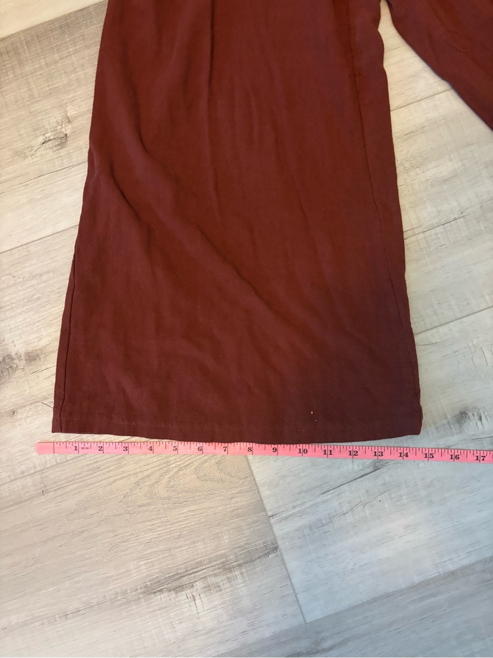 ANRABESS Rust Red Linen Blend Wide Leg Jumpsuit Deep V Smocked Back L - Picture 10 of 13